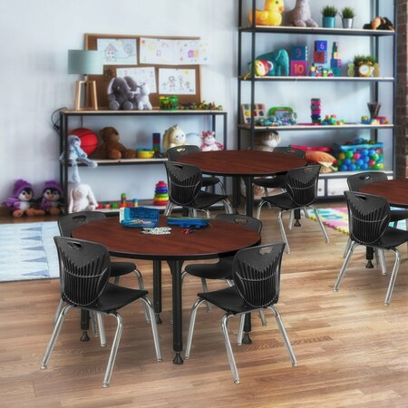 REGENCY Tables > Height Adjustable > Round Table & Chair Sets, 36 W X 36 L X 23-34 H, Cherry TB36RNDCHAPBK45BK